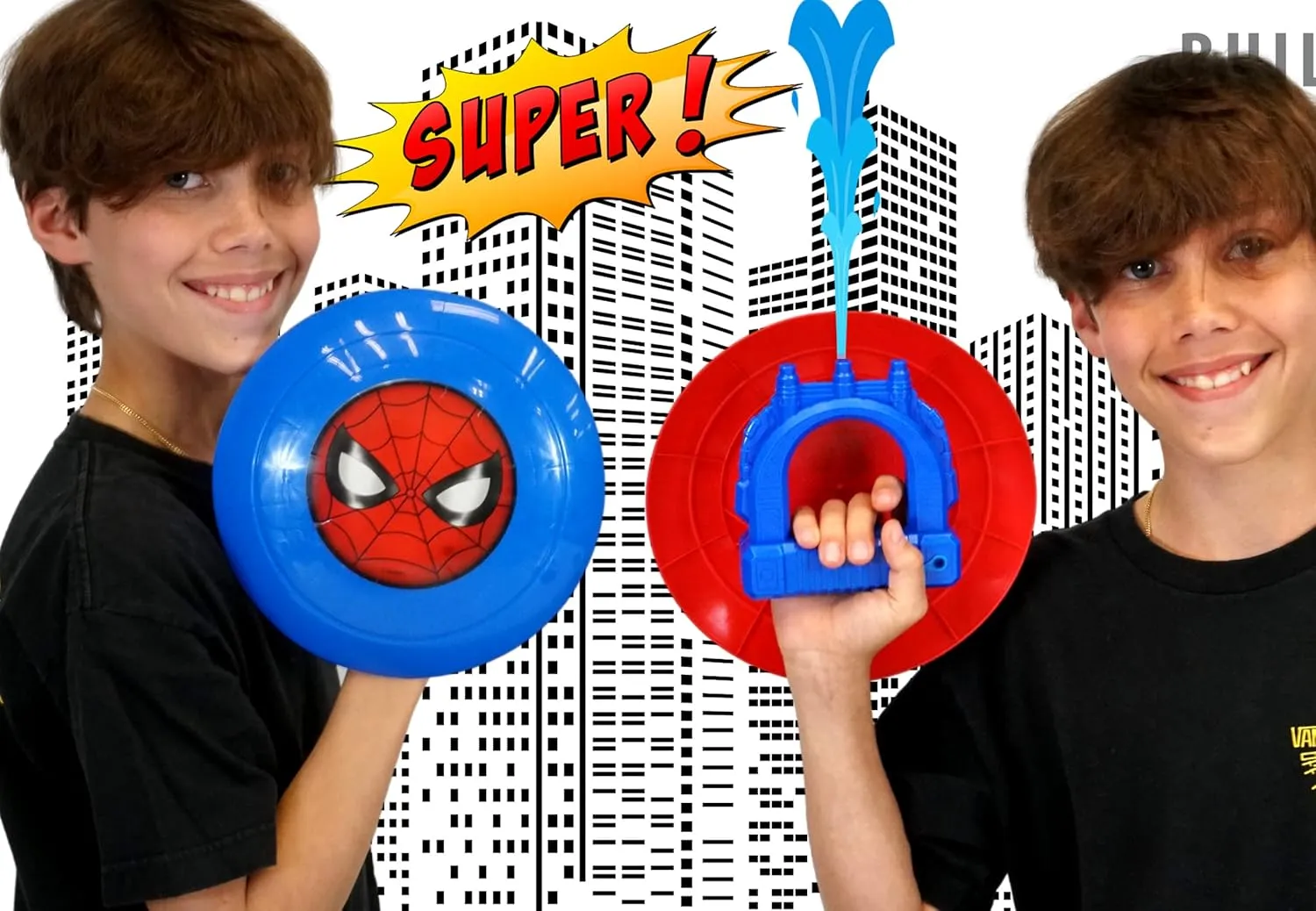 JA-RU Marvel Avengers Spiderman & Captain America Shield Water Gun Blaster (6 Units) Super Hero Water Squirter for Kids. Swimming Pool Toys. Outdoor Water Games. 4S-2C-6818-6
