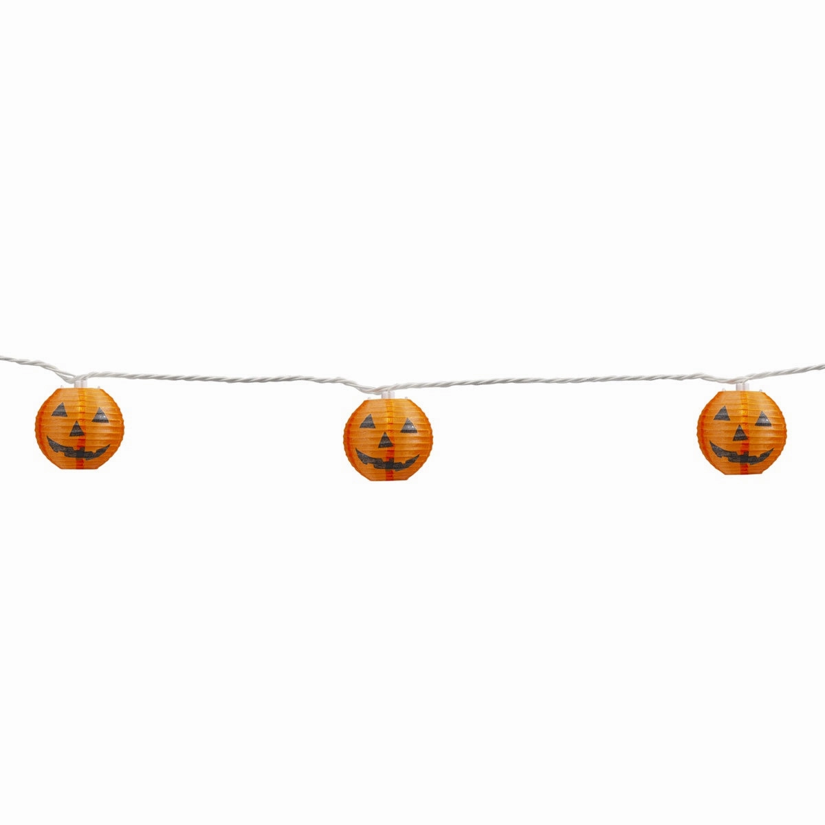 Jack-O-Lantern Paper Lantern Halloween Lights - Clear - 8.5' White Wire - 10ct