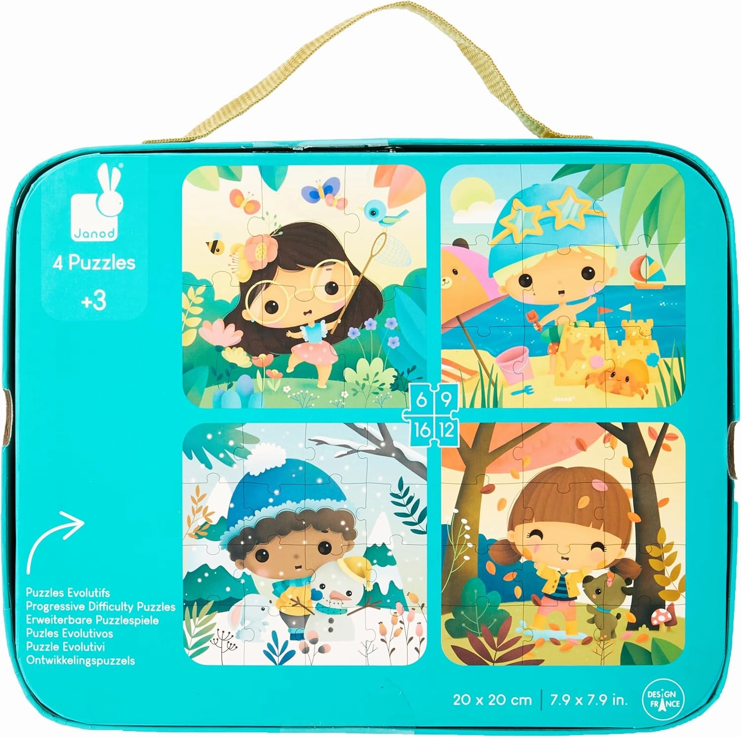 Janod 4 Progressive 4 Seasons Jigsaw Puzzles 6, 9, 12 & 16 Piece - Ages 3  - J02658