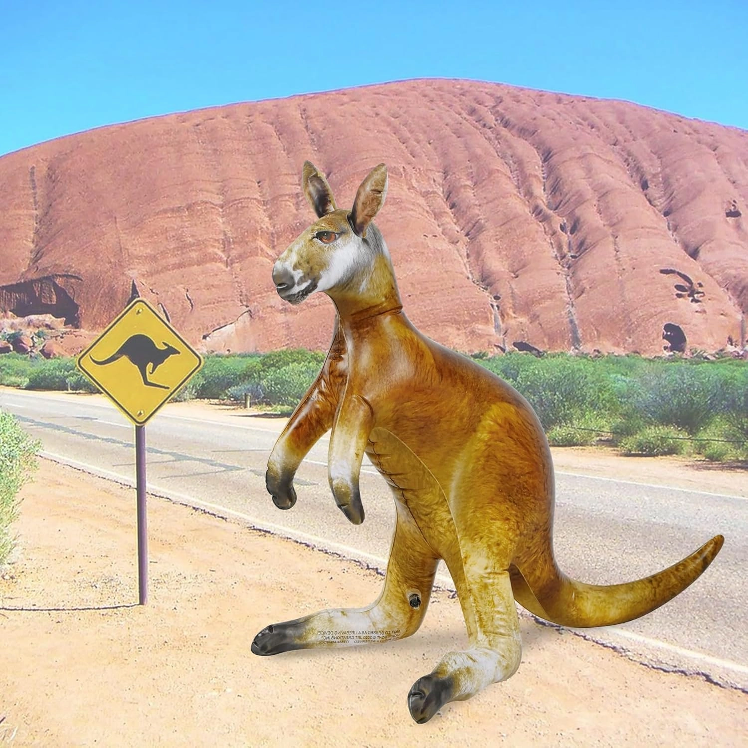 Jet Creations 40" Long/30 Tall Inflatable Kangaroo, Lifelike Blow-Up Aussie Joey Toy for Pool Fun, Home Decor, Photo Prop, Wildlife Safari Theme, Realistic Down Under Adventure, 1 pc