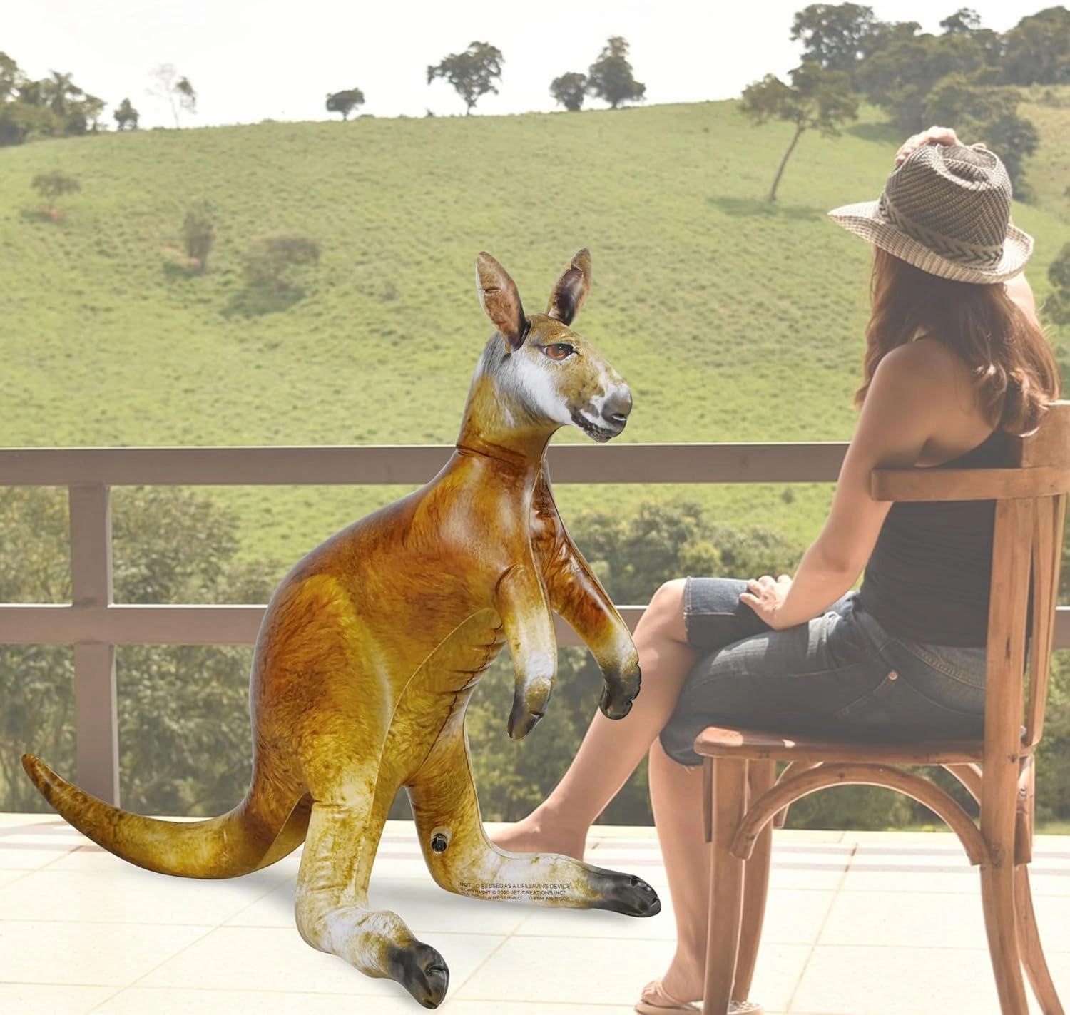Jet Creations 40" Long/30 Tall Inflatable Kangaroo, Lifelike Blow-Up Aussie Joey Toy for Pool Fun, Home Decor, Photo Prop, Wildlife Safari Theme, Realistic Down Under Adventure, 1 pc