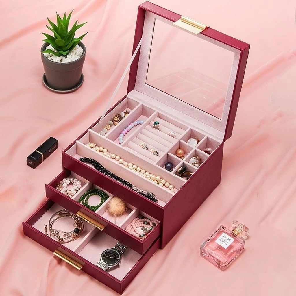 Jewelry Box Drawer Storage Box Earring Necklace Bracelet Watch