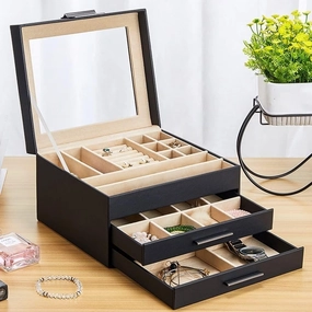 Jewelry Box Drawer Storage Box Earring Necklace Bracelet Watch
