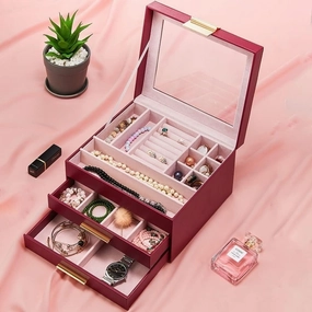 Jewelry Box Drawer Storage Box Earring Necklace Bracelet Watch
