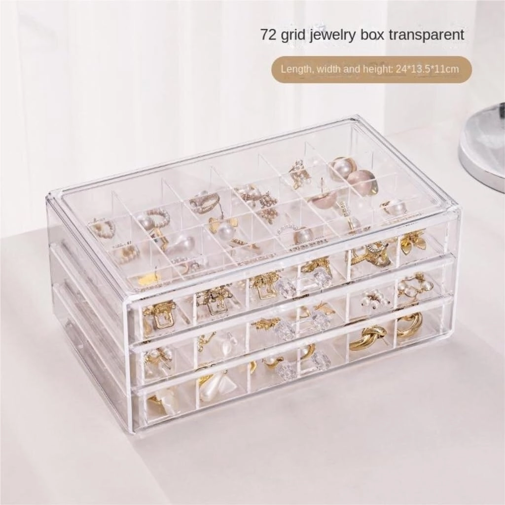 Jewelry Box Transparent Jewelry Storage Box, Multi-layer Large Capacity, Drawer-type Jewelry Box For Rings, Earrings, Necklaces jewlery box