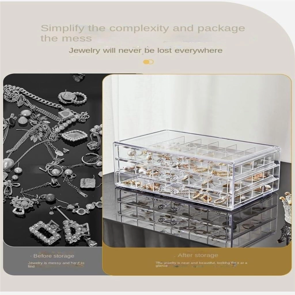 Jewelry Box Transparent Jewelry Storage Box, Multi-layer Large Capacity, Drawer-type Jewelry Box For Rings, Earrings, Necklaces jewlery box