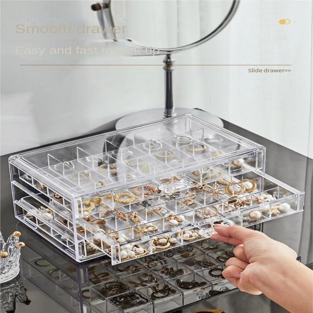Jewelry Box Transparent Jewelry Storage Box, Multi-layer Large Capacity, Drawer-type Jewelry Box For Rings, Earrings, Necklaces jewlery box