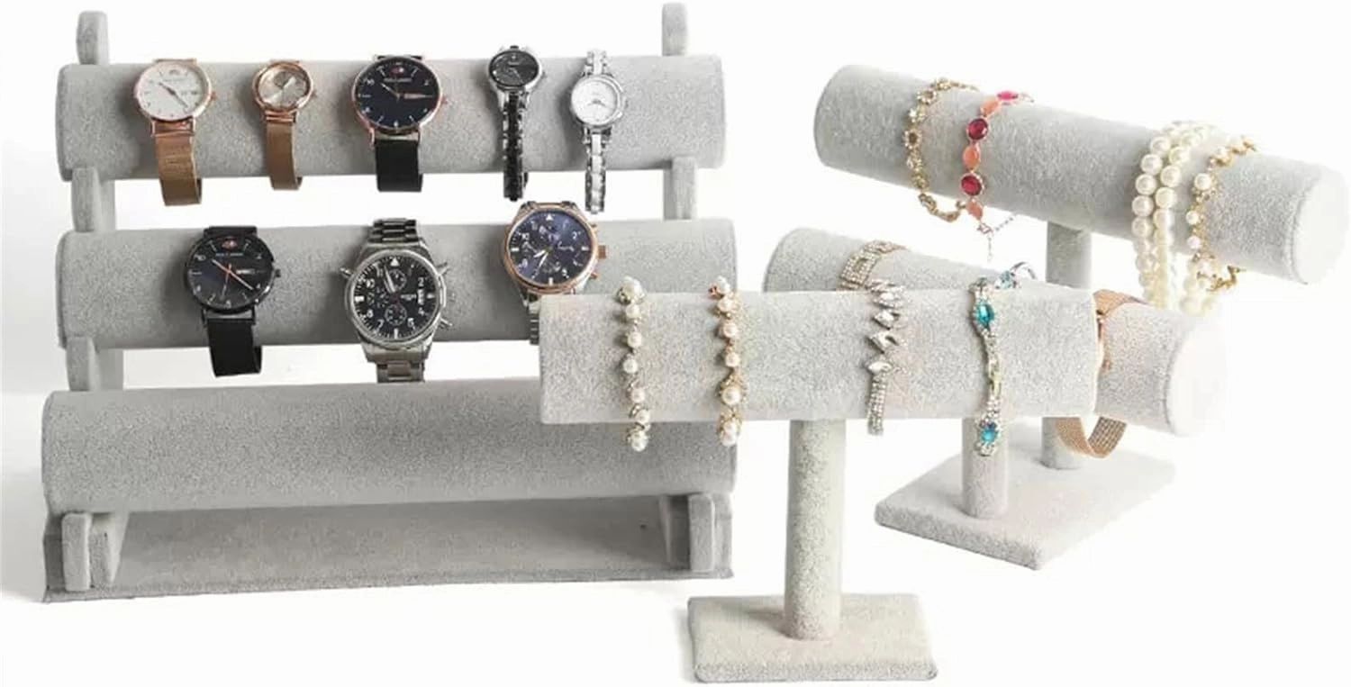 Jewelry Display Stand 2 Tier Bracelet Holder, Bracelet Display Stand, Velvet Jewelry Organizer Displays for Necklace Watches Bracelet Bangle Holder Necklace & Earring Organizer(Green)