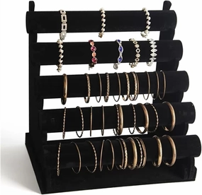 Jewelry Holder 5 Tier Bracelet Holder Jewelry Display Stand Detachable Velvet Bracelet Watch Display Stand Necklace Storage Holder Display Stand(B)