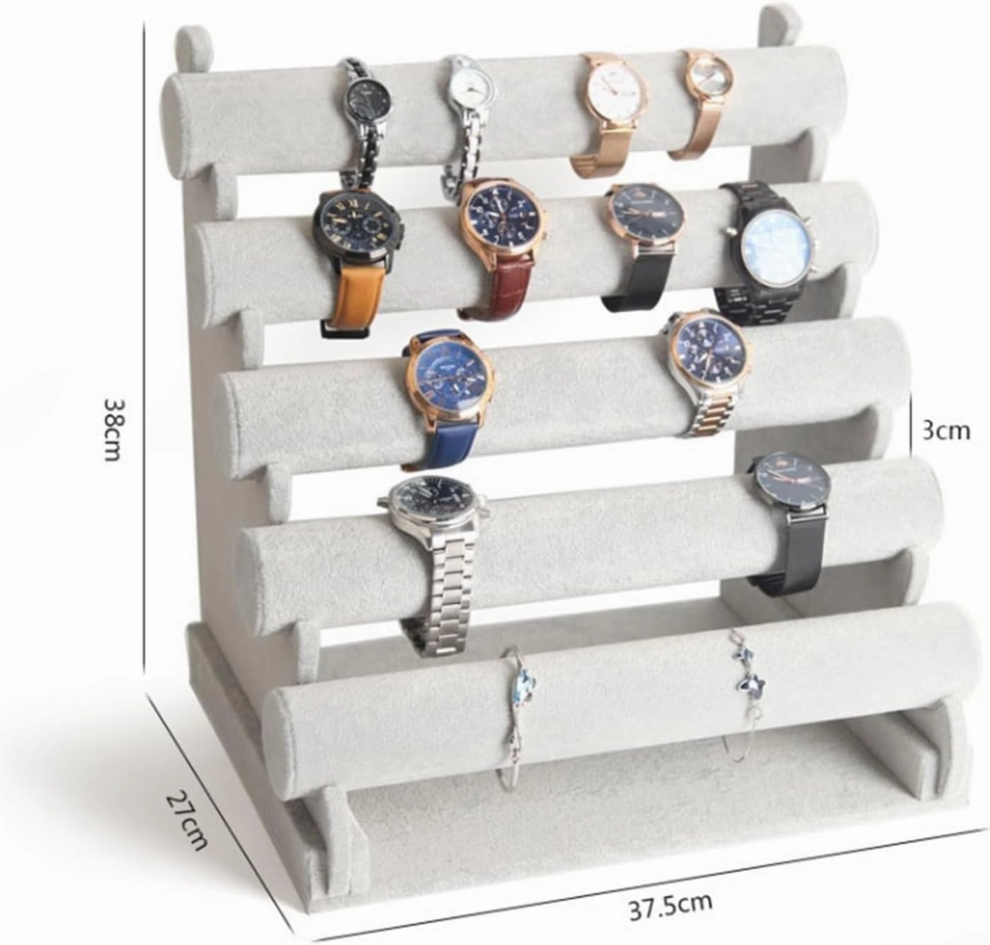 Jewelry Holder 5 Tier Bracelet Holder Jewelry Display Stand Detachable Velvet Bracelet Watch Display Stand Necklace Storage Holder Display Stand(B)