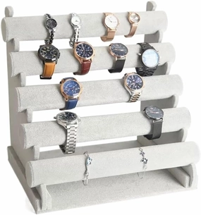Jewelry Holder 5 Tier Bracelet Holder Jewelry Display Stand Detachable Velvet Bracelet Watch Display Stand Necklace Storage Holder Jewelry Organizer Stand(A)