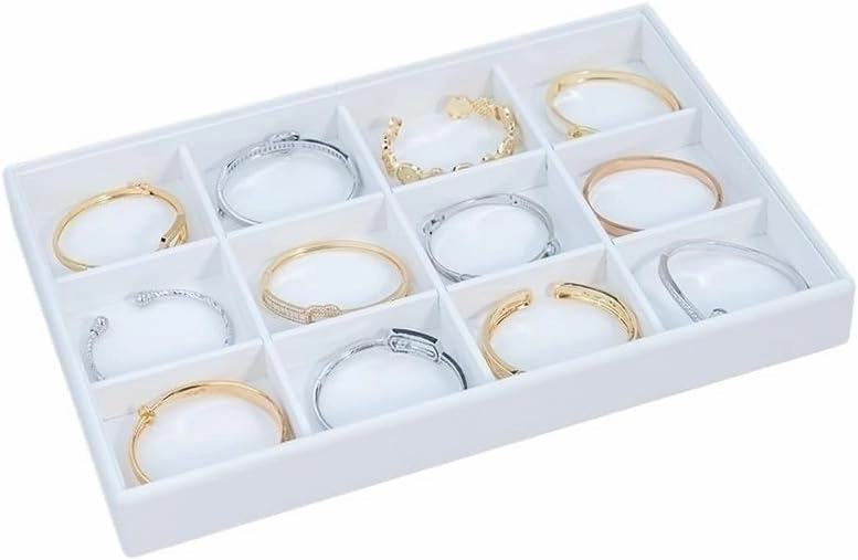 Jewelry Holder Stand White Multi-Compartment Bracelet Display Stand Jewelry Counter Large Capacity Earring Storage Rack Window Display Props Jewelry Display