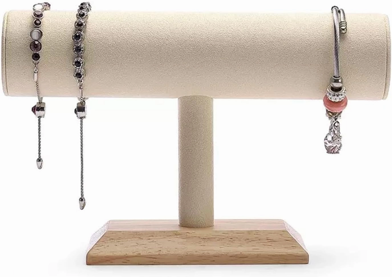 Jewelry Holder T Shape Velvet Jewelry Display Stand Detachable Bracelet Watch Holder Necklace Holder Dresser Storage Jewelry Tower Jewelry Organizer Stand(A)