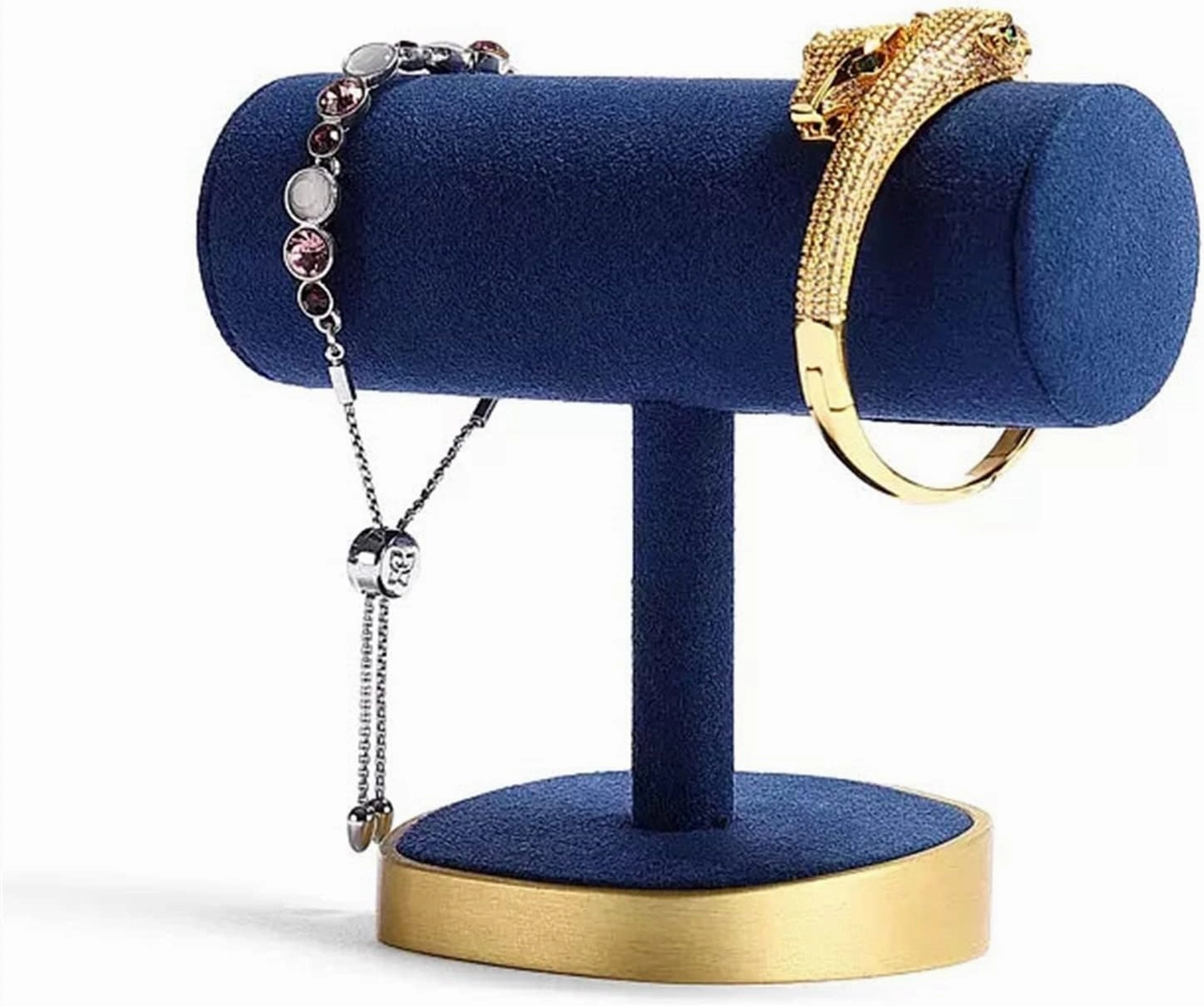Jewelry Rack Hovering T-Bar Bracelet Necklace Bangle Pendants Anklet Tower Blue Velvet Watch Key Jewelry Display Stand for Home Organization Jewelry Display