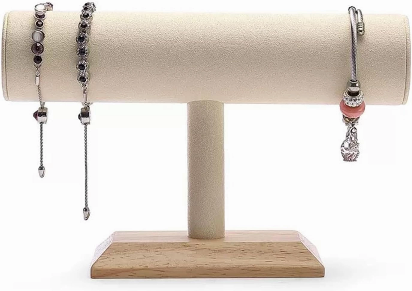 Jewelry Stand T Shape Velvet Jewelry Display Stand Detachable Bracelet Watch Holder Necklace Holder Dresser Storage Jewelry Tower Jewelry Storage Rack(A)