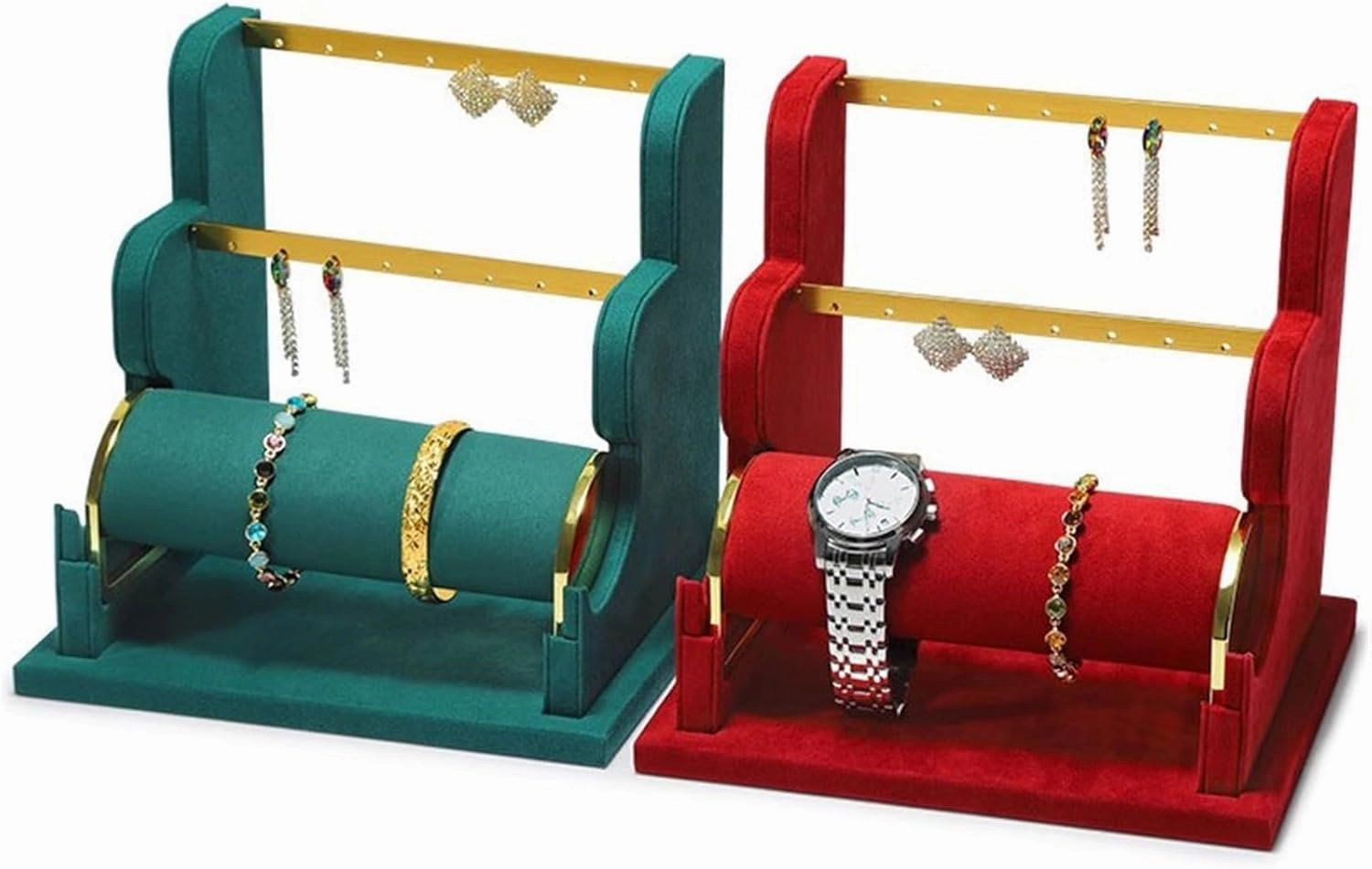 Jewelry Towers Earring Display Holder, Velvet Jewelry Display Stand, Detachable Bracelet Display Organizer Stand, Jewelry Holder for Watch Display Jewelry Rack (Color : A)