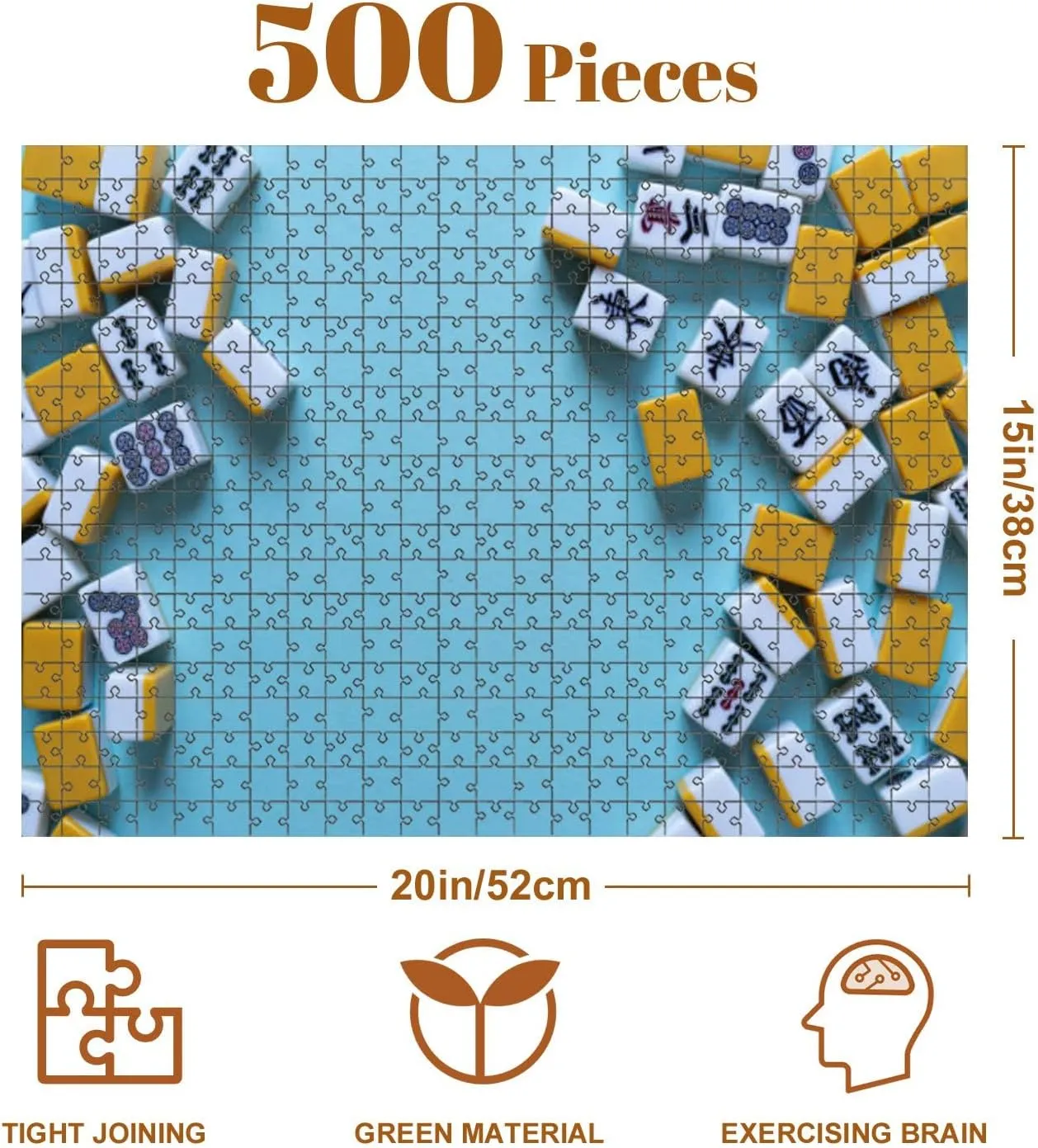 Jigsaw Puzzles 500 Pieces for Adult Mahjong Tiles Lined up Puzzle Game for Family Wooden Puzzle Toy Educational Games Puzzles for Home Decor