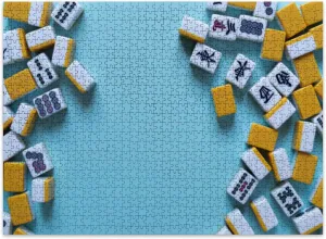 Jigsaw Puzzles 500 Pieces for Adult Mahjong Tiles Lined up Puzzle Game for Family Wooden Puzzle Toy Educational Games Puzzles for Home Decor
