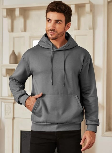 JMIERR Mens Casual Cotton Hooded Collar Drawstring Hoodies Pullover Sweatshirts Casual Long Sleeve Shirts