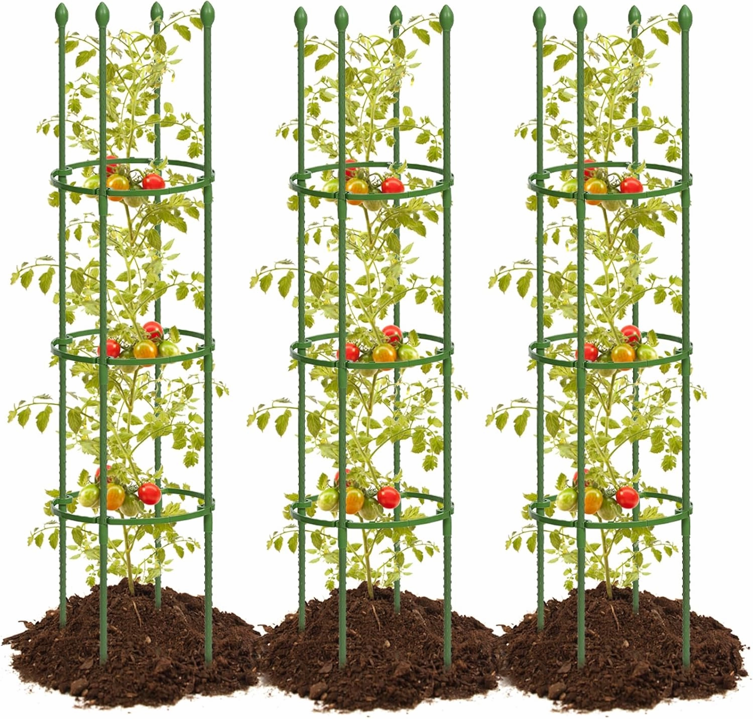 joyhalo 3 Pack Tomato Cages for Garden, Up to 59 Inch Heavy-Duty Tomato Trellis, Height Adjustable Garden Trellis for Climbing Plants Outdoor Vegetables Flowers Cucumber Peony
