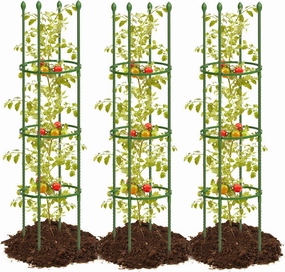 joyhalo 3 Pack Tomato Cages for Garden, Up to 59 Inch Heavy-Duty Tomato Trellis, Height Adjustable Garden Trellis for Climbing Plants Outdoor Vegetables Flowers Cucumber Peony
