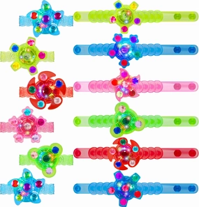 JOYIN 24 Pack LED Light Up Spinner Bracelets, Glow in The Dark Fidget Party Favors for Kids, Birthday Goodie Bags Stuffers, Treasure Box Toys for Classroom