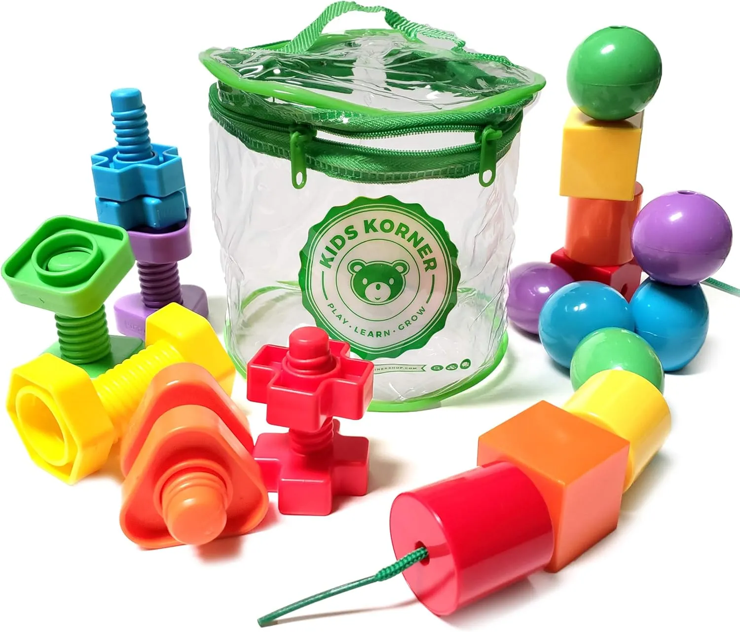 Jumbo Lacing Beads for Toddlers and Nuts & Bolts | 2-in-1 Montessori Educational Preschool Toys - Matching Fine Motor Skills Toddler Games with Toy Storage & Learning Activities eBook