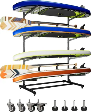 Kayak Storage Rack,kayak racks for outdoor storage,Freestanding Kayak Stand with Wheels,4 Adjustable kayak Storage Rack for Indoor,Outdoor,Garage,Shed,Dock,Black