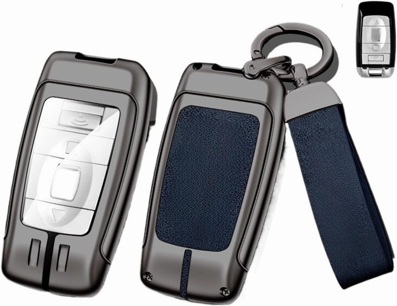 Key Cover Use Compatible for Rolls-Royce Cullinan Phantom Ghost Wraith Dawn Key Case Shell Buckle(Matte Gray)