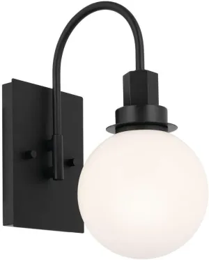 Kichler Hex 11.5 Inch 1 Light Wall Sconce with Opal Glass in Black