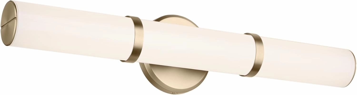 Kichler Rosh 24.25" LED Medium Bath Bar with White Glass in Champagne Bronze, Modern Minimalist, for Vanity, Fireplace, Buffet, Hallway, Vanity Mirror, (24.25" W x 5" H), 55188CPZLED