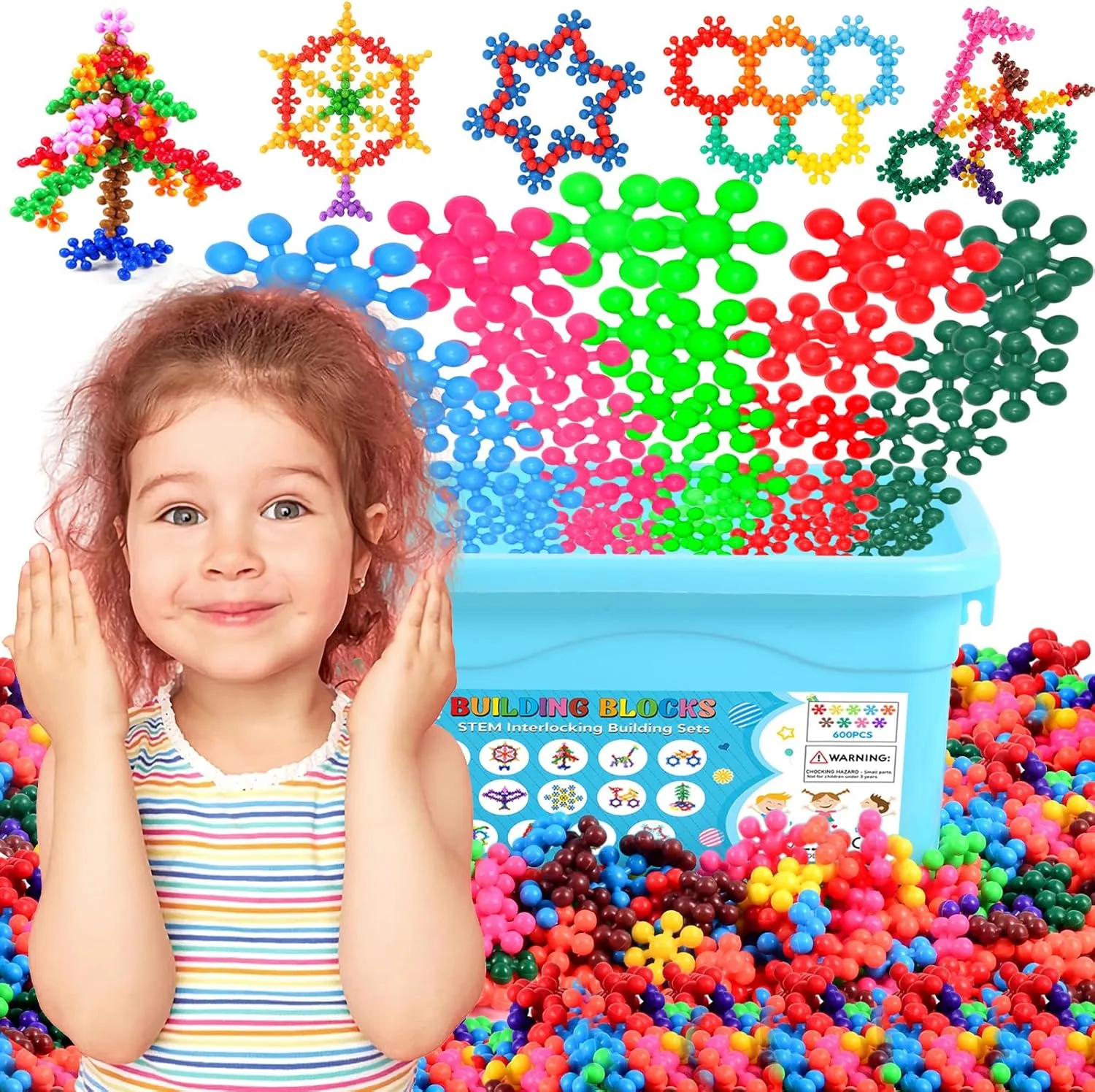 Kids Building Toys 600Pcs Colorful Building Blocks STEM Toys for Kids Toddlers Educational Kindergarten Toy Interlocking Plastic Building Block Set for Preschool Girls Boys Age 3  3 4 5 6 7 8 Year Old