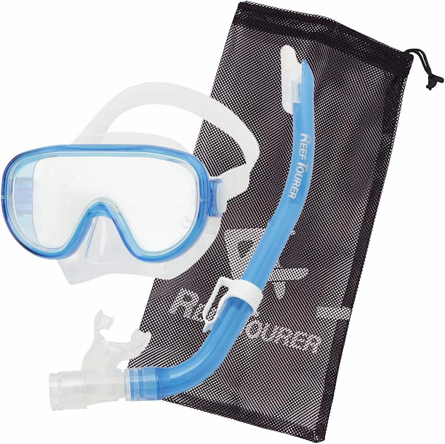 Kids Snorkel Set Age 4-9 Snorkeling Gear for Kids Youth, Kids Snorkel Mask & Snorkel Set, Semi-Dry Top, Panoramic Wide View Snorkel Mask, Swimming Diving Package w/Travel Bag RC0203