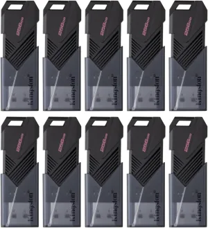 Kingston DataTraveler Exodia Onyx 256GB USB 3.2 Gen 1 Flash Drive with Moving Cap (Matte Black) (10-Pack)