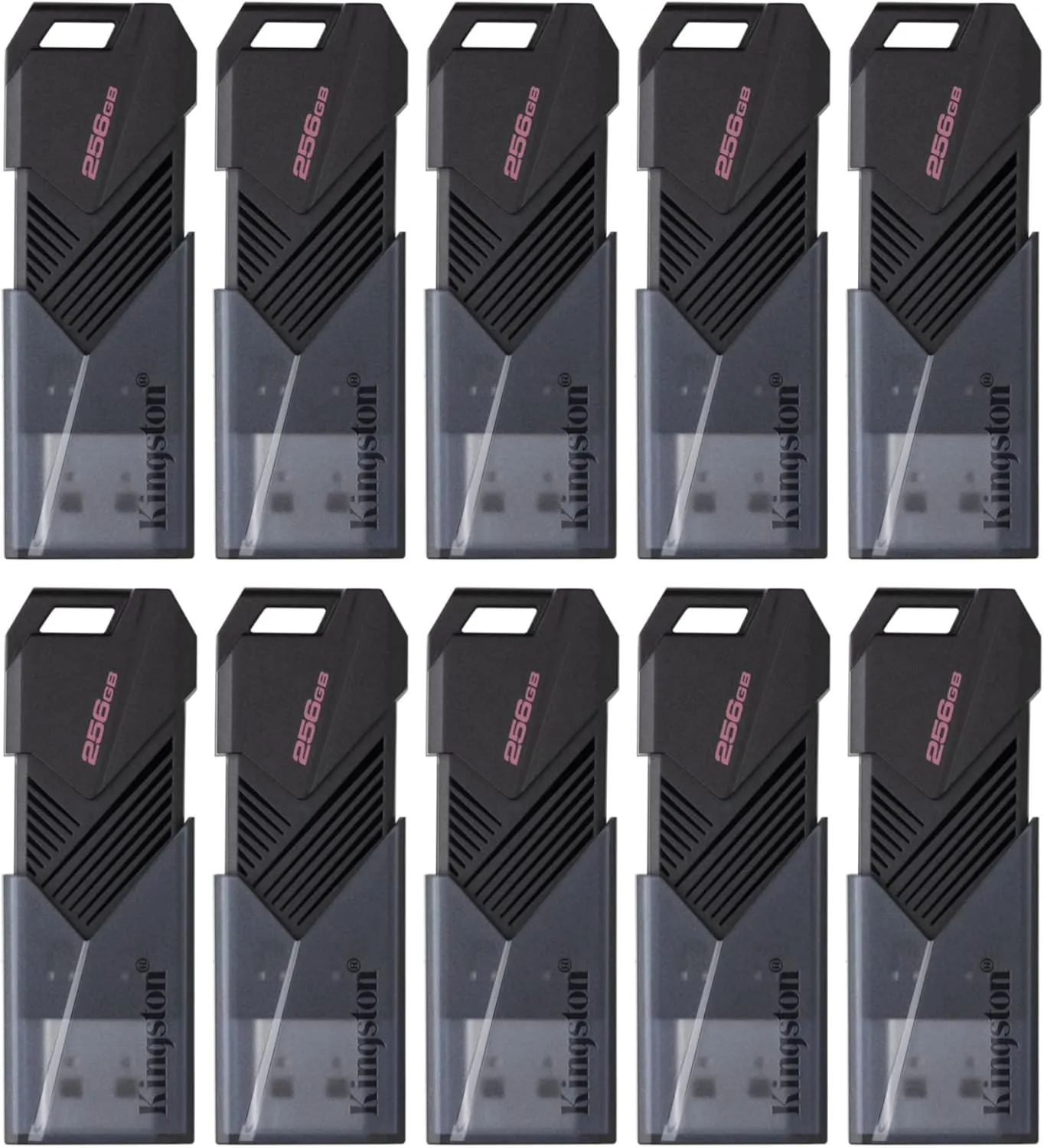 Kingston DataTraveler Exodia Onyx 256GB USB 3.2 Gen 1 Flash Drive with Moving Cap (Matte Black) (10-Pack)