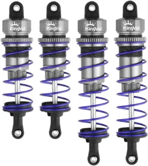 KingVal Replacement Aluminum 92mm Front and 105mm Rear Shock Absorber Damper Combo Compatible with ZD Racing HSP Redcat Hongnor LRP HPI Hobao Wltoys 1/10 RC Car Buggy Truggy Truck (Gray)