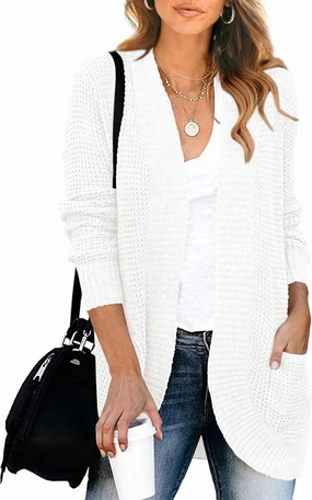 KIRUNDO Cardigan Sweaters for Women 2024 Fall Open Front Long Sleeve Loose Lightweight Knit Sweater Coat with Pockets