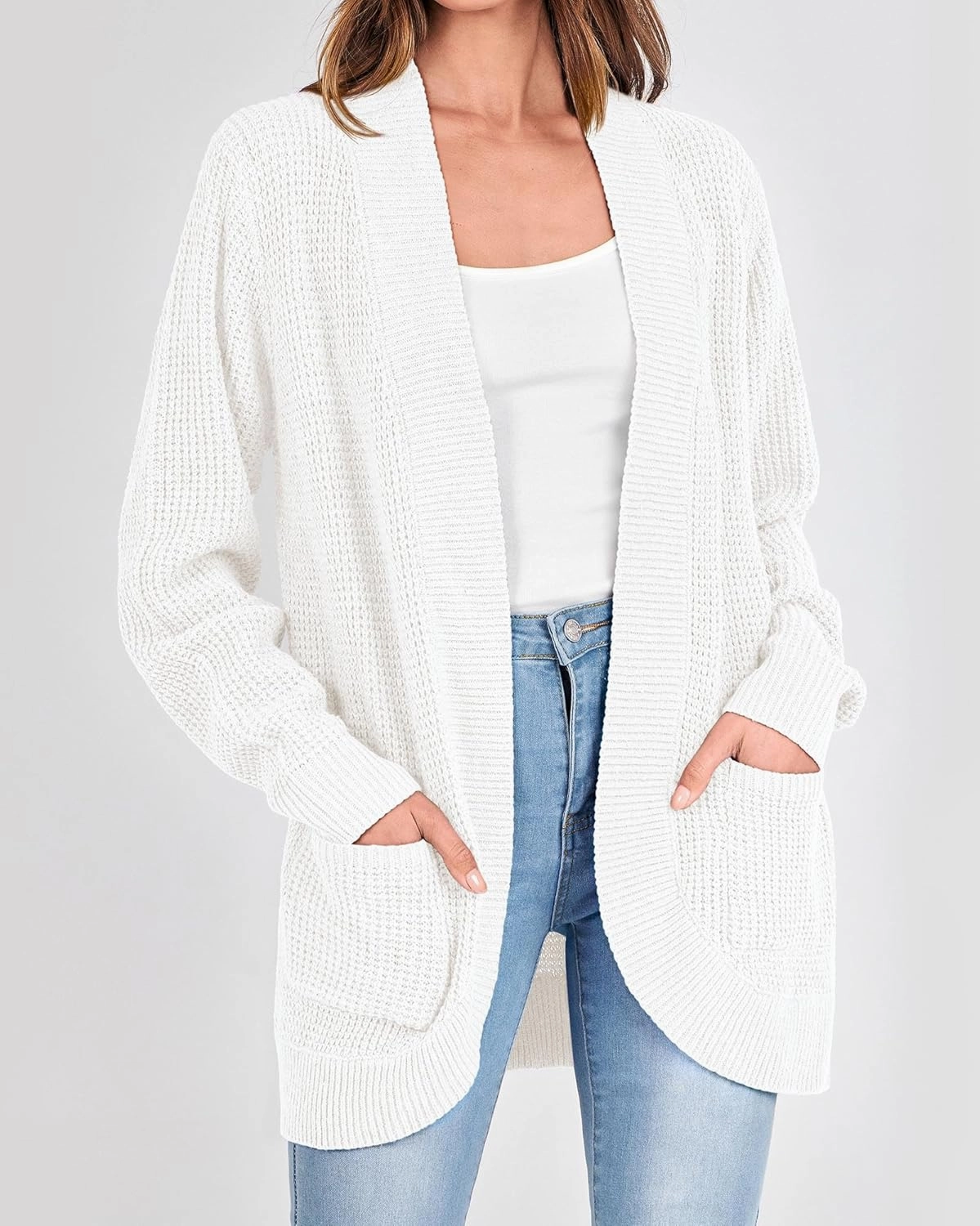 KIRUNDO Cardigan Sweaters for Women 2024 Fall Open Front Long Sleeve Loose Lightweight Knit Sweater Coat with Pockets