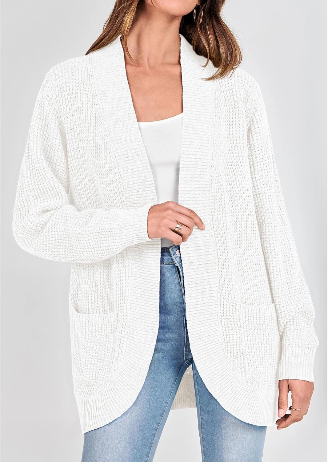 KIRUNDO Cardigan Sweaters for Women 2024 Fall Open Front Long Sleeve Loose Lightweight Knit Sweater Coat with Pockets