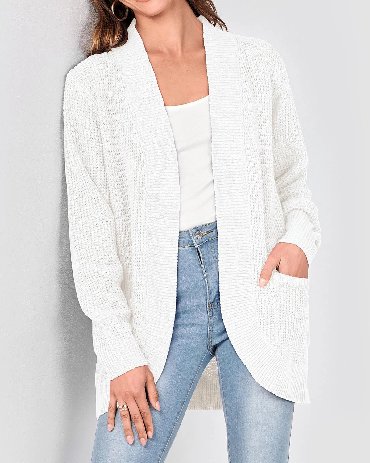 KIRUNDO Cardigan Sweaters for Women 2024 Fall Open Front Long Sleeve Loose Lightweight Knit Sweater Coat with Pockets