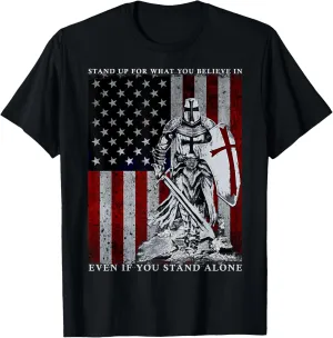 Knight Templar American Flag Crusader T-Shirt