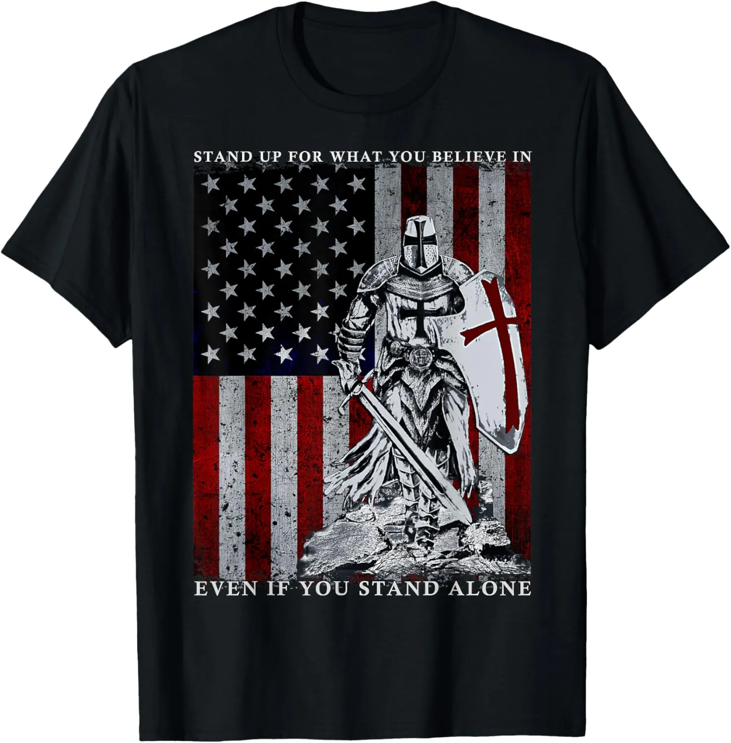 Knight Templar American Flag Crusader T-Shirt