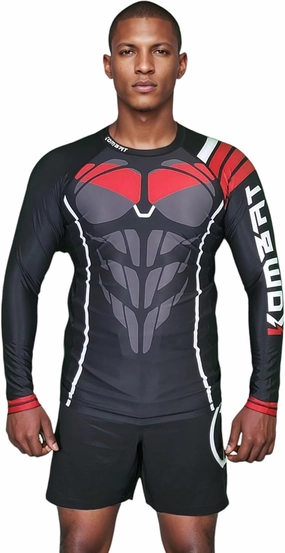 KOMBAT USA Knight Wing Rash Guard for Men | Mens Long Sleeve Nogi - Jiu Jitsu - MMA | Compression Shirt | BJJ Rash Guards
