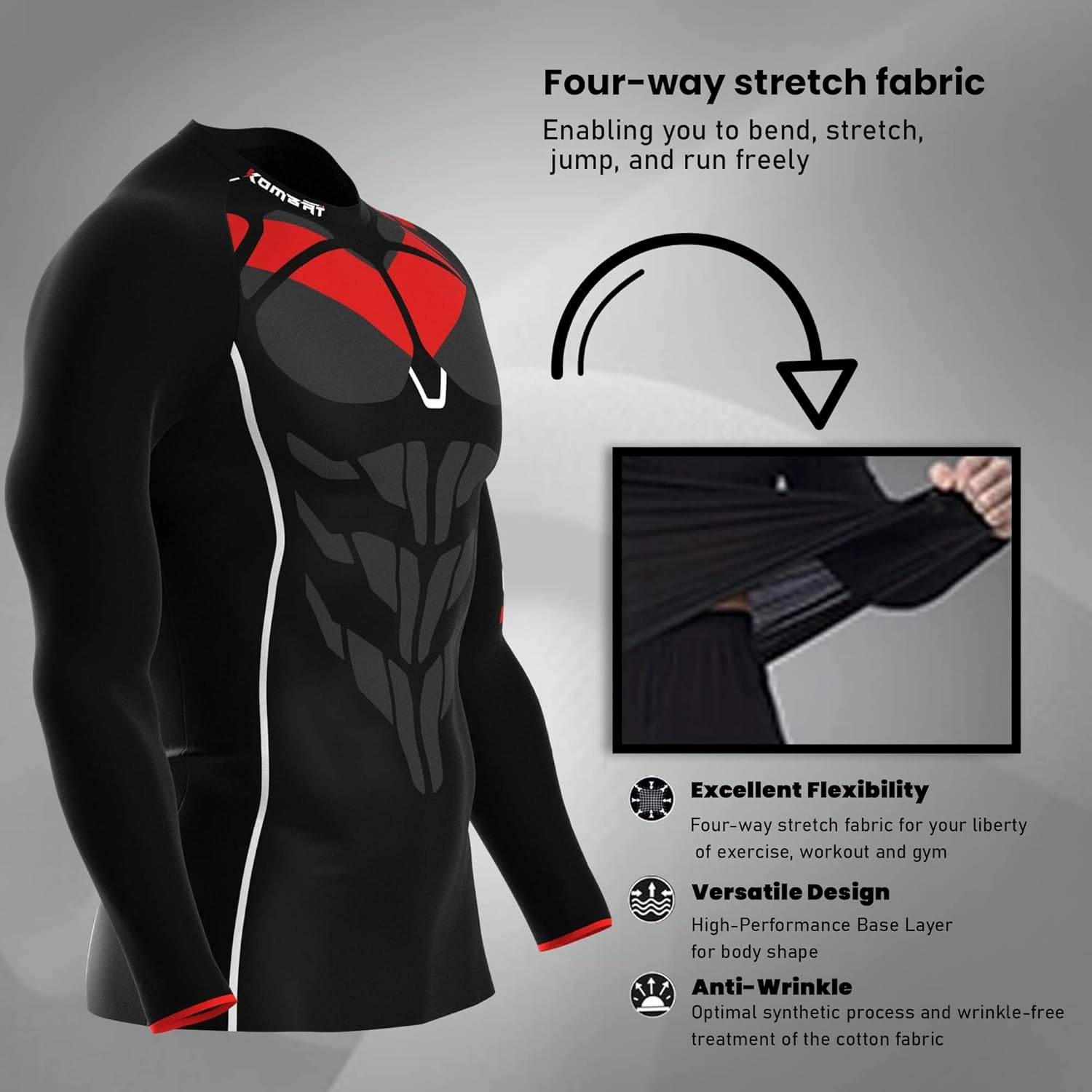 KOMBAT USA Knight Wing Rash Guard for Men | Mens Long Sleeve Nogi - Jiu Jitsu - MMA | Compression Shirt | BJJ Rash Guards