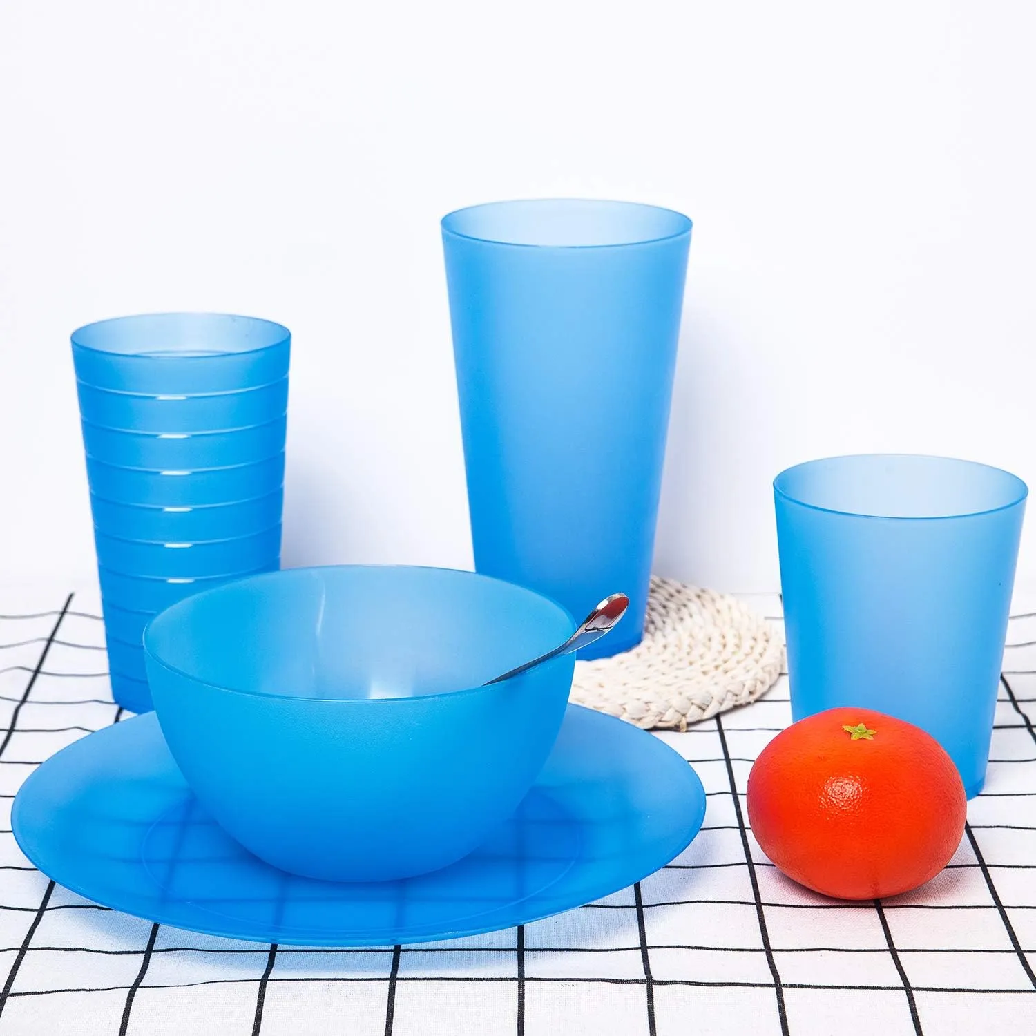 KX-WARE Plastic Bowls set of 24 - Unbreakable and Reusable 32oz/6 inch Plastic Cereal/Soup/Salad Bowls in 6 Assorted Color | Dishwasher Safe, BPA Free
