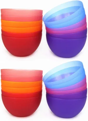 KX-WARE Plastic Bowls set of 24 - Unbreakable and Reusable 32oz/6 inch Plastic Cereal/Soup/Salad Bowls in 6 Assorted Color | Dishwasher Safe, BPA Free