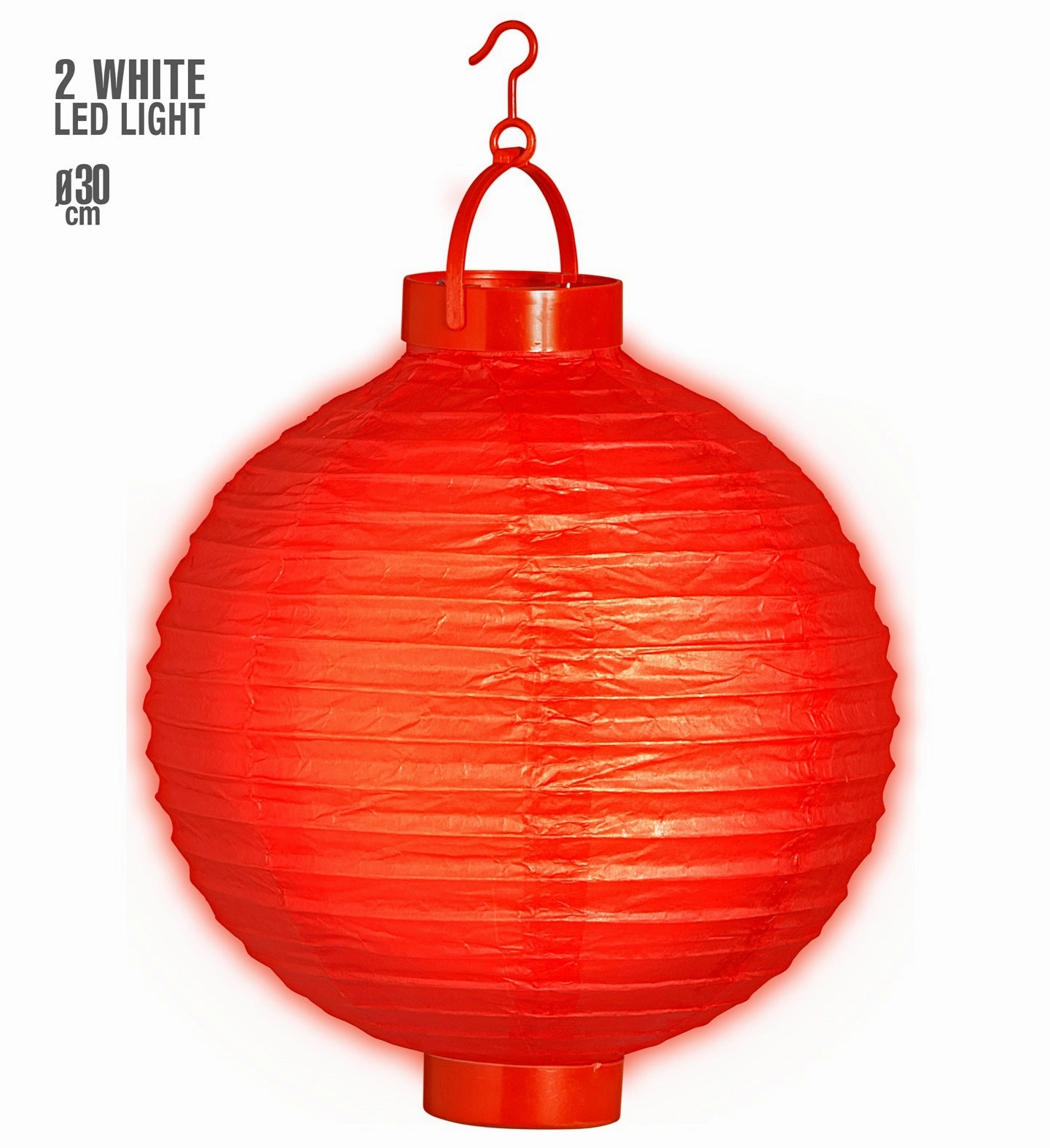 Lantern With Light 30cm Red