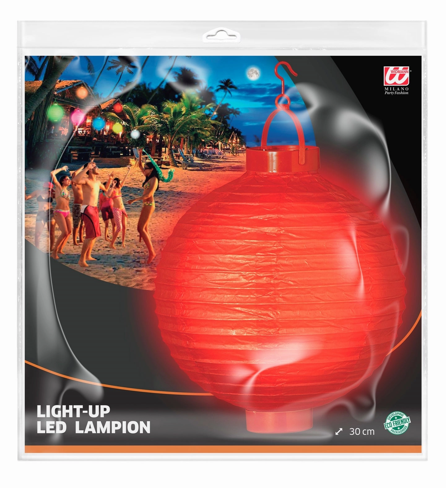 Lantern With Light 30cm Red