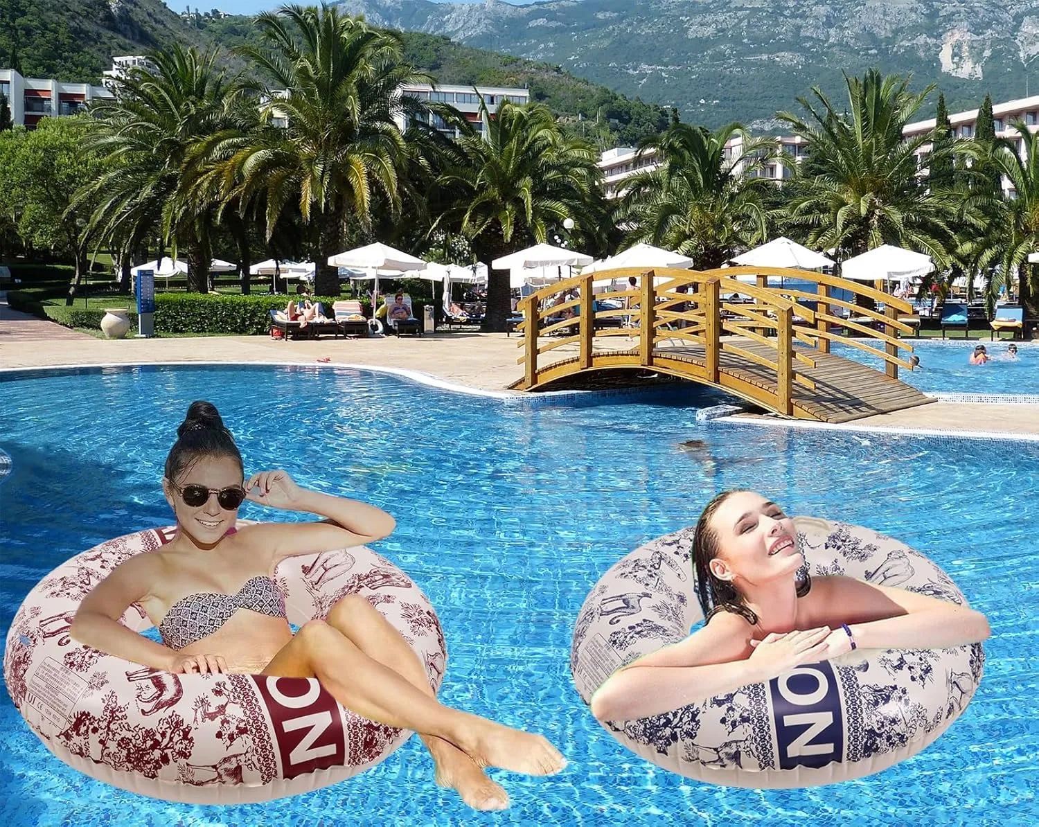 Large Swim Ring with Handles for Adults,43 Inch Classic Striped Pool Inner Tubes,Inflatable Pool Floats,Pool Floaties Adult Size for Summer Pool Party Beach