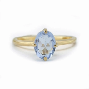 Lavender Sapphire Promise Ring Yellow Gold Plated Women Solitaire Ring Oval Shape Lavender Gemstone Ring September Birthstone Ring For Girls BY ABESTJEWELRY
